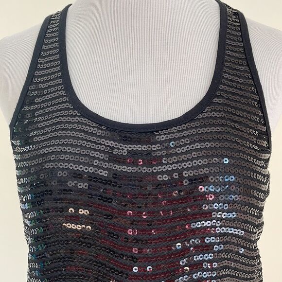 Black sequins racer back tank top by Material Girl size XS - Picture 2 of 6